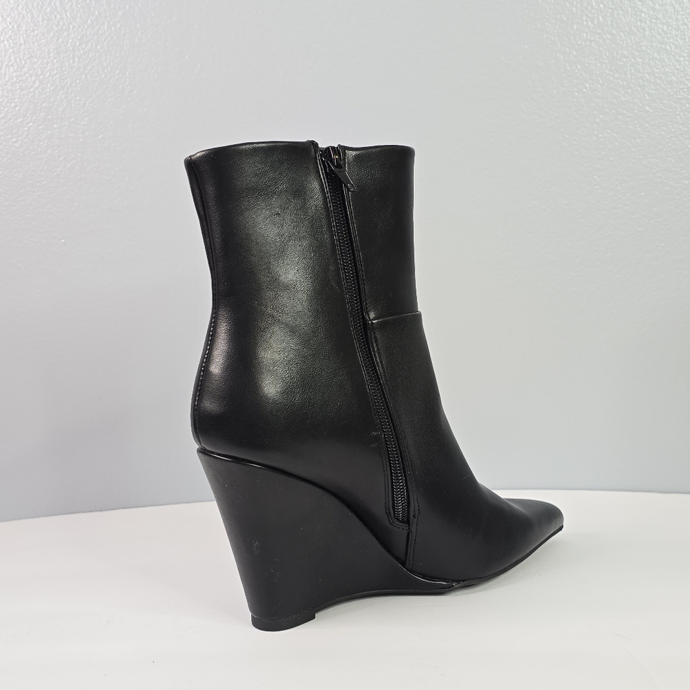 The Drop Black Gina Vegan Leather Wedge Boot - Picture 4 of 11